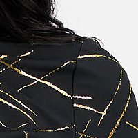 Fekete bő szabású aszimetrikus női blúz vékony anyagból kendő jellegű gallérral - StarShinerS