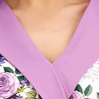 Rochie din stofa usor elastica in clos cu accesoriu tip curea si imprimeu floral digital - StarShinerS