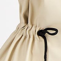 Cream faux leather trench with wide cut accessorized with waist drawstring - SunShine