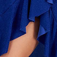Kék asszimmetrikus lycra harang ruha hátul megköthető övvel