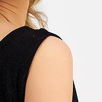 Fekete asszimmetrikus lycra harang ruha hátul megköthető övvel