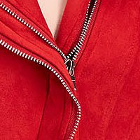 Red jacket from ecological leather from suede tented