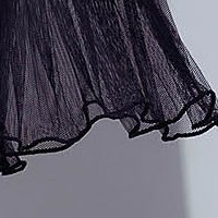 Fekete rövid bő szabású rakott, pliszírozott ruha tüllből