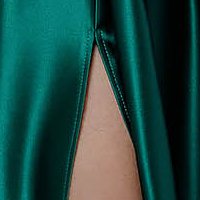 Green dress long cloche taffeta waist pleats naked shoulders