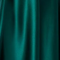 Rochie lunga din tafta verde-inchis in clos cu pliuri in zona taliei si umeri goi - Artista