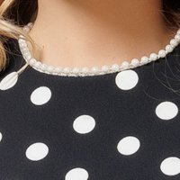 Dress elastic cloth pencil with puffed sleeves with pearls
