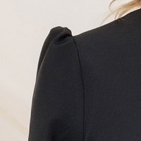 Black Elastic Fabric Short Pencil Dress with Puffed Sleeves - PrettyGirl