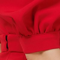 Red dress elastic cloth short cut pencil with puffed sleeves