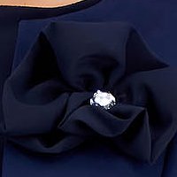 Női kosztüm sötétkék - StarShinerS rugalmas szövet muszlin virág alakú brossal