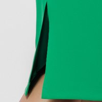 Rochie din stofa elastica verde tip creion cu umeri bufanti si aplicatii cu perle - PrettyGirl