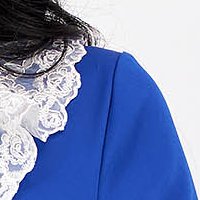 Kék rövid galléros hímzett harang ruha enyhén rugalmas szövetből - StarShinerS