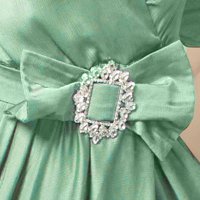 Mentazöld muszlin harang alakú átlapolt ruha gumirozott derékrésszel