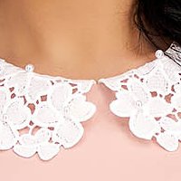 Powder Pink Elastic Fabric Dress with Decorative Collar - StarShinerS
