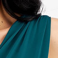 Green Lycra Pencil Dress with Wrapover Neckline - StarShinerS