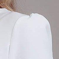 Rochie din stofa usor elastica ivoire in clos cu buzunare laterale si aplicatii de dantela - Fofy