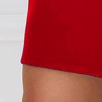 Red Short Party Dress made of Slightly Elastic Fabric with Lapels - Artista