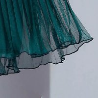 Darkgreen dress from tulle short cut loose fit pleated