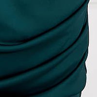 Rochie din lycra lucios verde-inchis tip creion cu pliuri laterale de material - StarShinerS