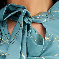 Bluza dama din material subtire mint asimetrica cu croi larg si guler tip esarfa - StarShinerS