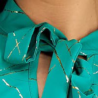 Ladies' blouse made of thin green asymmetrical material with a loose cut and scarf-type collar - StarShinerS