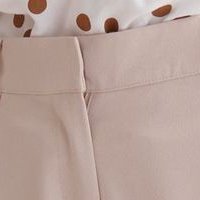 Beige trousers conical high waisted thin fabric lateral pockets