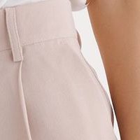Pantaloni din material subtire bej conici cu talie inalta si buzunare laterale - Top Secret