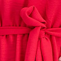 Rochie din georgette roz neon in clos cu elastic in talie si cordon detasabil - Lady Pandora