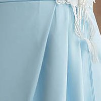 Rochie din satin albastru-deschis cu fusta petrecuta si aplicatii cu paiete in talie - Artista