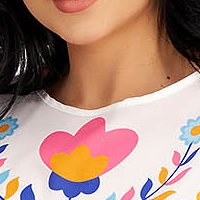 Bluza dama din voal usor elastic albastra cu un croi mulat si imprimeu floral digital - StarShinerS