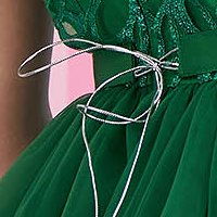Green tulle and lace dress in a skater style with glitter applications - StarShinerS