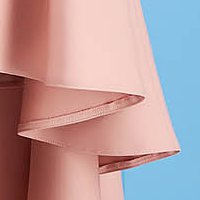 Púder rózsaszínű - StarShinerS alkalmi aszimetrikus ujjatlan rövid harang ruha szaténból