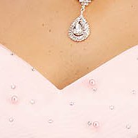 Rochie din tafta roz deschis scurta in clos cu aplicatii cu perle - StarShinerS