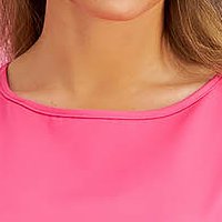 Rochie din stofa elastica roz scurta in clos cu volanase - StarShinerS