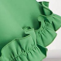 Rochie din stofa elastica verde scurta in clos cu volanase - StarShinerS