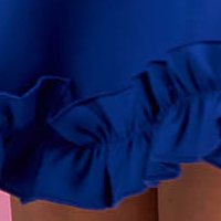 Blue Short Elastic Fabric Dress with Ruffles - StarShinerS