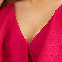 Asymmetric fuchsia elastic fabric dress with ruffles and v-neckline - StarShinerS