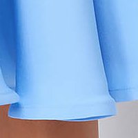 Aqua Blue Elastic Fabric Midi Dress in A-line with V-neck on the back - StarShinerS