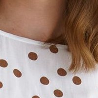 White women`s blouse light material loose fit dots print