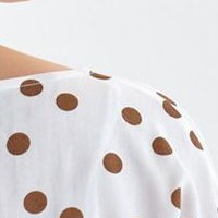 Bluza dama din material fluid alba cu croi larg si imprimeu cu buline - Top Secret