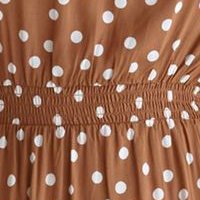 Ruha barna midi harang alakú gumirozott derékrésszel vékony anyag rövid ujjú bő ujjú