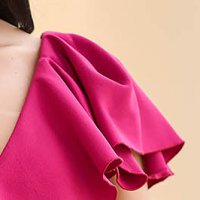 - StarShinerS fuchsia dress elastic cloth short cut cloche frilly trim around cleavage line