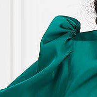 - StarShinerS green women`s blouse from satin loose fit with puffed sleeves