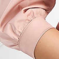 - StarShinerS powder pink women`s blouse from satin loose fit with puffed sleeves