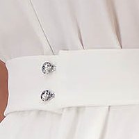 Rochie din georgette ivoire midi in clos cu elastic in talie cu pietre strass pe cordon - StarShinerS