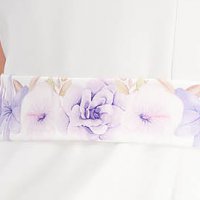 Világos lila - StarShinerS ruha szövetből midi harang virágmintás