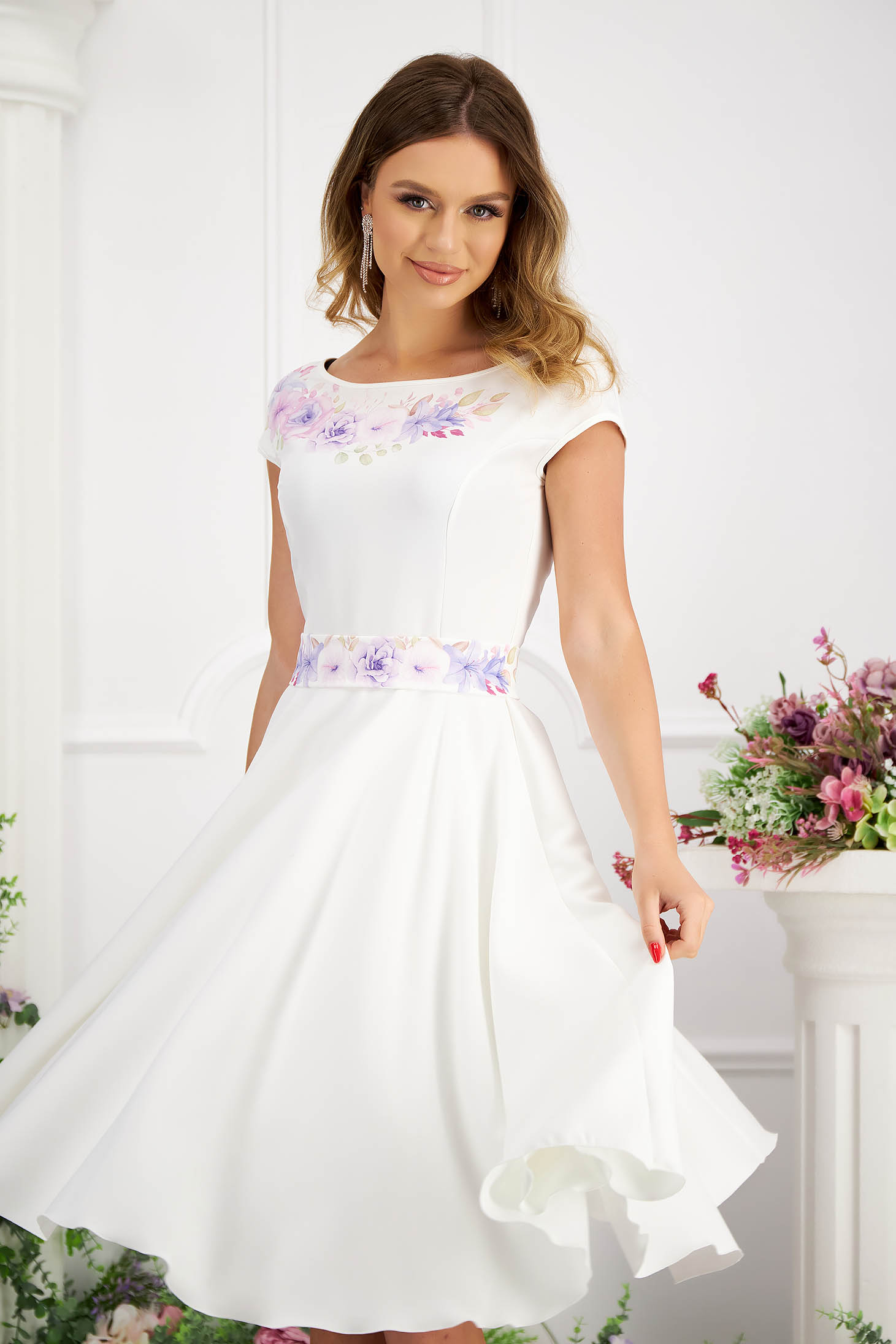 - StarShinerS lightpurple dress cloth midi cloche with floral print
