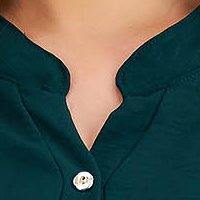 Dark Green Creponated Voile Blouse for Women with Wide Cut - Lady Pandora