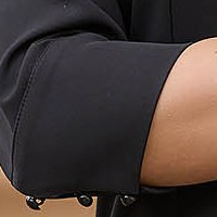 Fekete rugalmas szövetű rövid ceruza ruha lábon sliccelt és masni díszítéssel