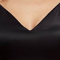 Black Taffeta Short A-line Dress with V-neckline - Artista