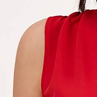 Piros lycra midi ruha átfedő dekoltázzsal - StarShinerS